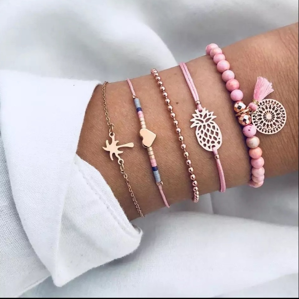 5 pineapple bracelet set